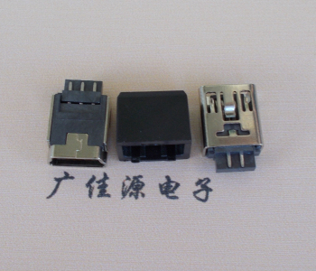 肇庆MINI USB 5Pin接口 带护套焊线母座 B型180度铜壳