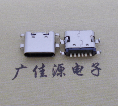 肇庆简易充电type c6P母座沉板1.6mm接口