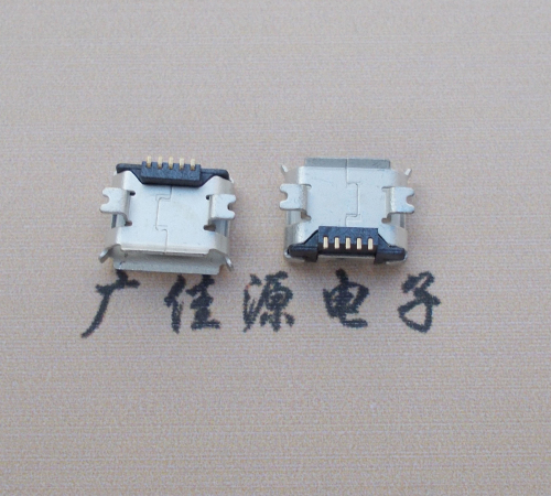 肇庆Micro USB 5PIN接口,B型垫高0.9mm鱼叉脚贴片雾锡卷边