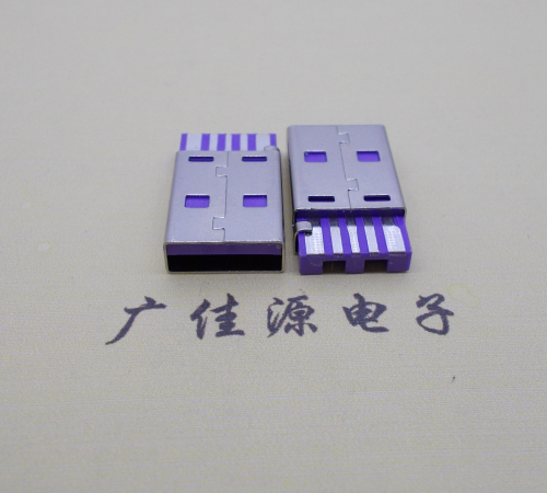 肇庆短路usbA公5p焊线式大电流 紫色胶芯快充插头